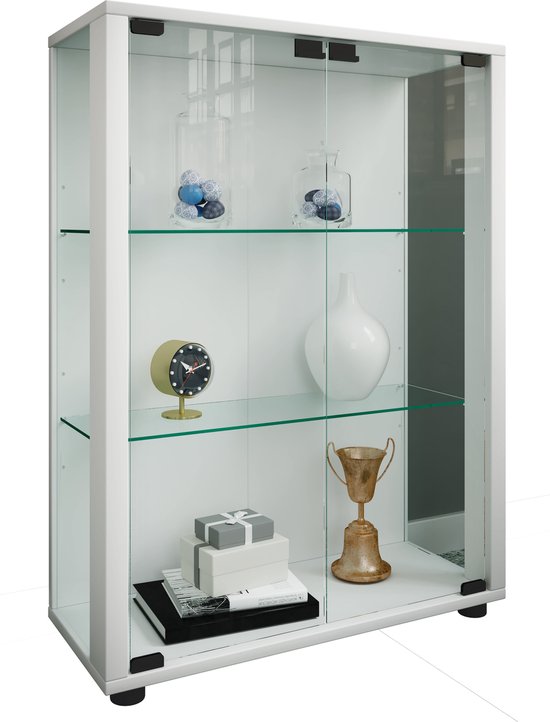 VCM Houten glazen vitrinekast verzamelen Showcase glazen vitrinekast  staande showcase... | bol.com
