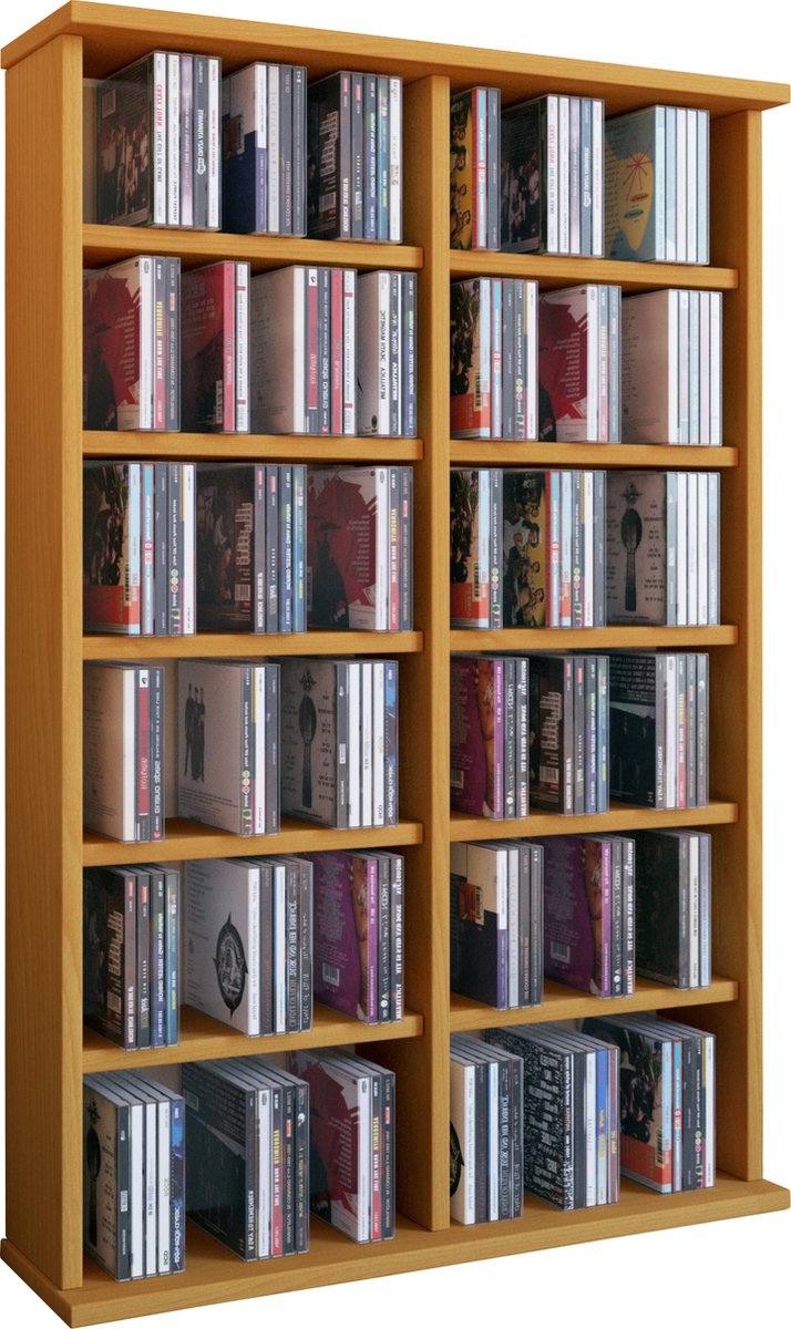 Vcm Houten CD DVD-standaard plank kabinet opslag staande plank Ronul Beuken