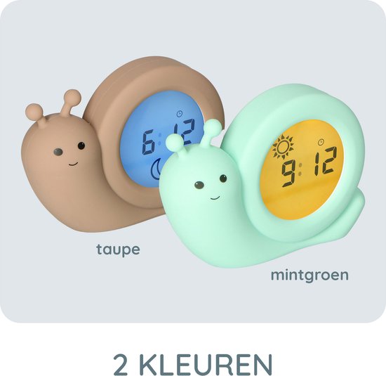 Alecto Baby BC110BE SIMON - Slaaptrainer, nachtlampje en wekker, slak, taupe