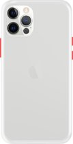 Telefoonglaasje Hoesje Geschikt voor iPhone 12 Pro Max - TPU randen met PVC achterzijde - Wit/Transparant - Beschermhoes - Case - Cover