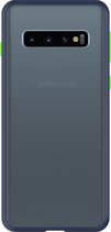Telefoonglaasje Hoesje Geschikt voor Samsung Galaxy S10 Plus - Kunststof - Blauw Transparant - Beschermhoes - Case - Cover