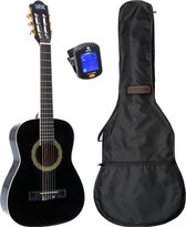 LaPaz 002 BK klassieke gitaar 1/2-formaat zwart + gigbag + stemapparaat