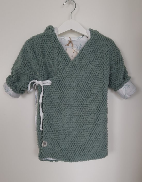 Baby Badjasje - badjasje - badkleding - groen - maat 68/74 - ( Handgemaakt Sweet Baby Bedstraw )