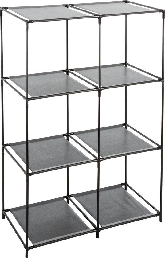 5Five Opbergrek 3-laags - metaal - kunststof - zwart - 68 x 98 cm - voor opbergmanden