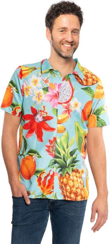 Partychimp Luxe Hawaii Blouse Mannen Fruit Carnavalskleding Heren Foute Party Verkleedkleren Volwassenen Toppers 2026 Summer is Magic- Polyester - Multicolor - Maat XL