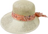 Chapeau d'été pour femme Audrey - Beige avec ruban rose - Taille 56 - Chapeau de vacances