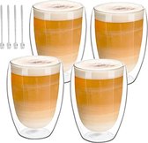 Dubbelwandige latte macchiato-glazen, koffieglas, theeglazen - mokkakopjes , Koffiekopjes , espressokopjes - kopjes - Cappuccino kopjes 4 x 350 ml