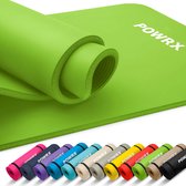 POWRX Yogamat 75"x24"x0.6" | Antislip, anti-scheur, extra dikke oefenmat | Extra grote en extra brede fitnessmat met draagriemen | voor alle soorten yoga, pilates en thuistraining | Groen