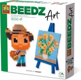 SES - Beedz Art - Mini kunstenaar Vincent - met mini schildersezel - PVC vrij - 1600 strijkkralen met legbord