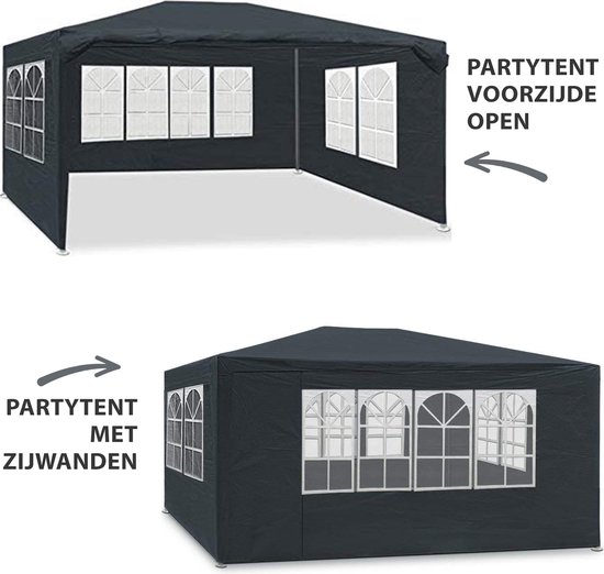 MaxxGarden Partytent - Feesttent Paviljoen - 3x3m - Antraciet - MaxxGarden