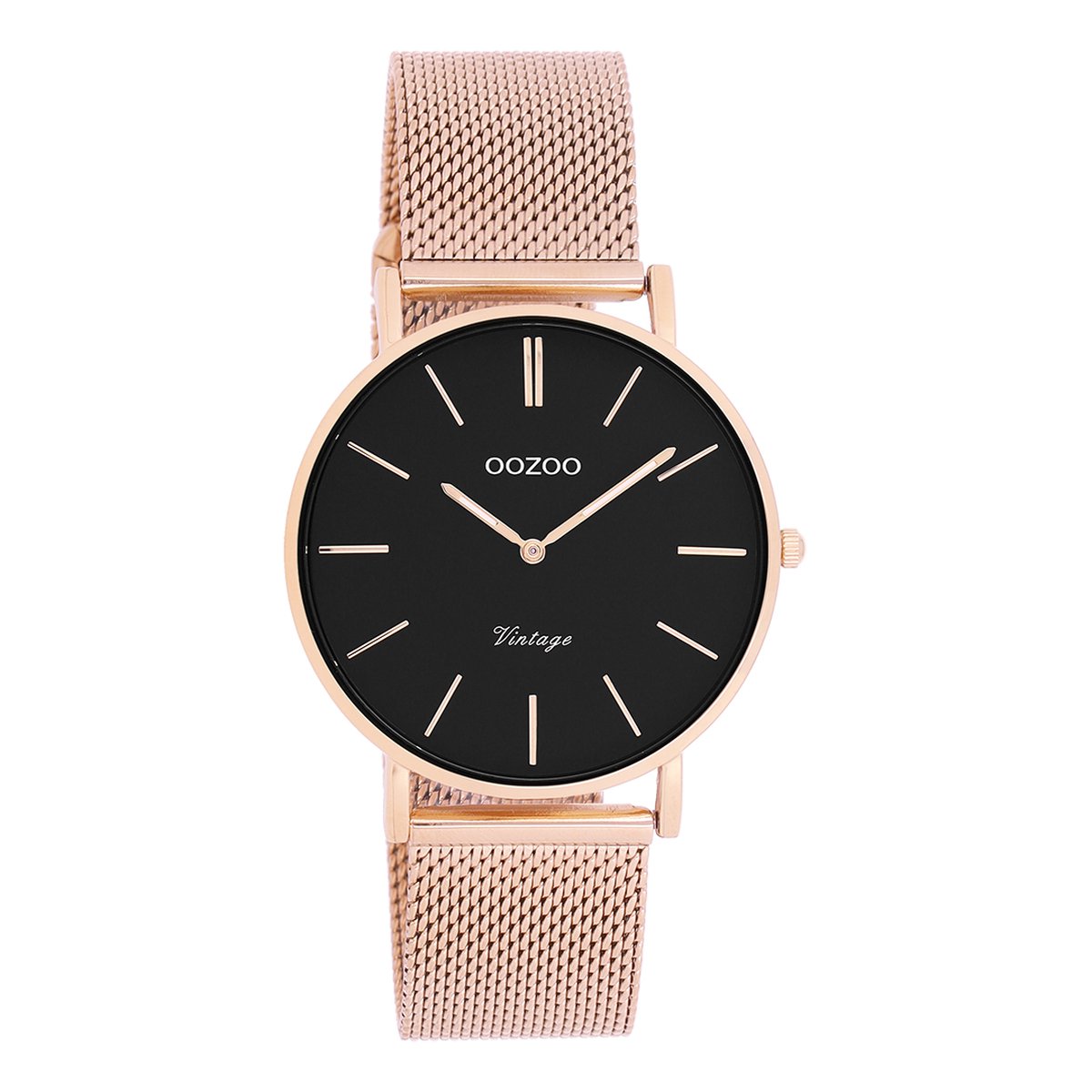 OOZOO Vintage series - rosé goudkleurige horloge met rosé goudkleurige metalen mesh armband - C9926 - Ø36