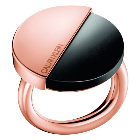 rosé stalen ring - Calvin Klein - maat 17.5 - Onyx - Uitverkoop Juwelier Verlinden St. Hubert – van €89,= voor €69,=