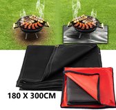 Tapis de protection de sol pour barbecue XXL 180x300cm avec sac de rangement - tapis de sol pour barbecue tapis d'accessoires - housse imperméable couverture anti-feu