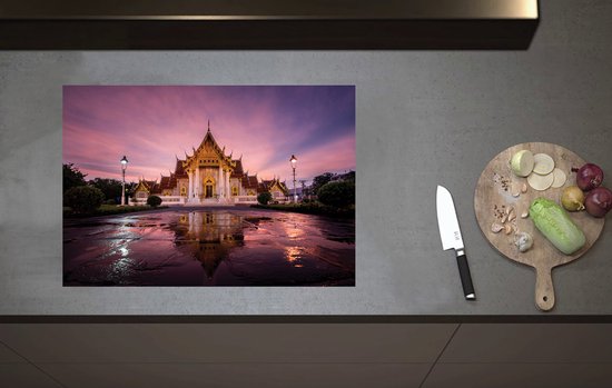 Foto: Inductieplaat beschermer boeddhistische wat benchamabophit tempel met gouden details in bangkok thailand 70x52 cm 2 mm dik inductie beschermer van vinyl