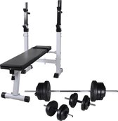 Bol.com vidaXL - Trainingsbank - met - gewichtenrek - en - halterset - 605 - kg aanbieding