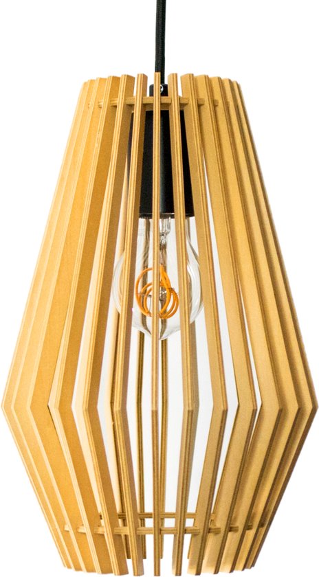 Groenovatie Design Hanglamp - Hout - E27 Fitting - ⌀20 cm - Naturel