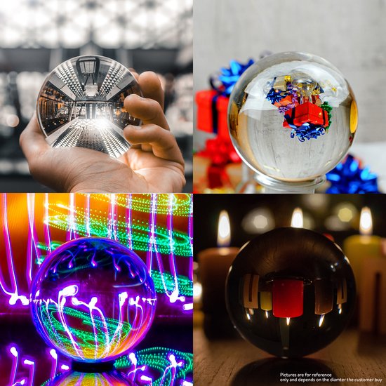 Foto: Navaris glazen bol voor fotografie fotobol met standaard heldere kristallen bal met voet lensball 40 mm