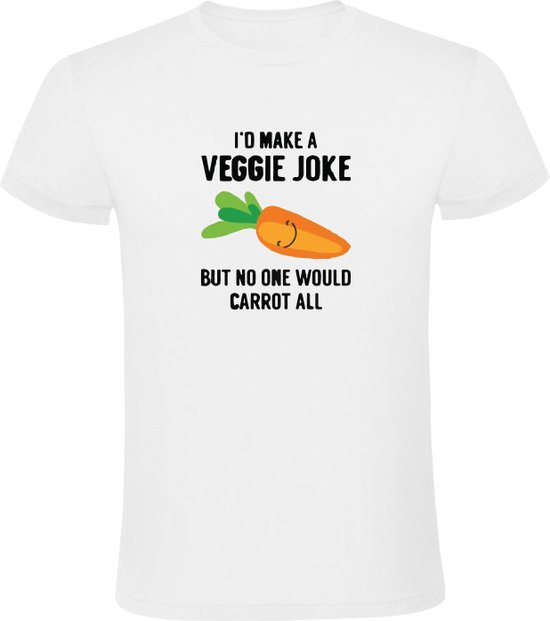 i´d make a veggie joke but no one would carrot all Heren t-shirt | wortel| groenten | grap | gezond | droge humor | niet grappig | niet boeiend | grap | koken |