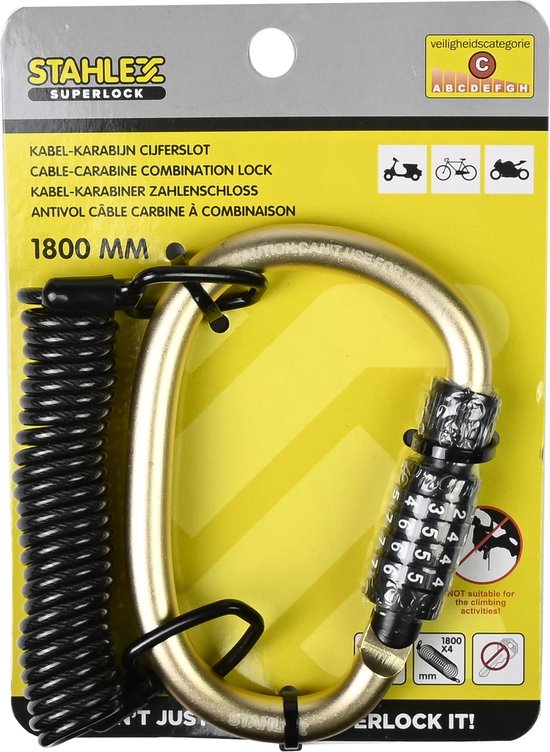 Cadenas à combinaison Benson Cable Lobster - 133,5 x 97,5 mm - Compact - Zwart