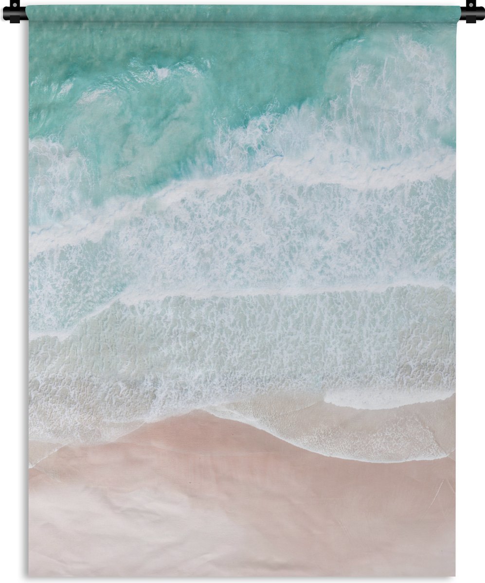 Wandkleed - Wanddoek - Zee - Strand - Blauw - Natuur - 60x80 cm - Wandtapijt