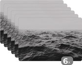 Set de Table - Napperons en Plastique - Mer - Water - Nature - Zwart et Blanc - 45x30 cm - 6 pièces - Résistant à la Chaleur - Antidérapant - Pad - Amovible