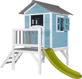 AXI Beach Lodge XL Speelhuis in Caribisch Blauw - Met Verdieping en Limoen Groene Glijbaan - Speelhuisje voor de tuin / buiten - FSC hout - Speeltoestel voor kinderen