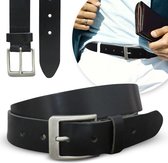 Riem en cuir noir pour homme - Cuir véritable - Ceintures en cuir Zwart - Ceinture pour Jeans - Cuir véritable - 4 cm de large - Sans nickel - Homme