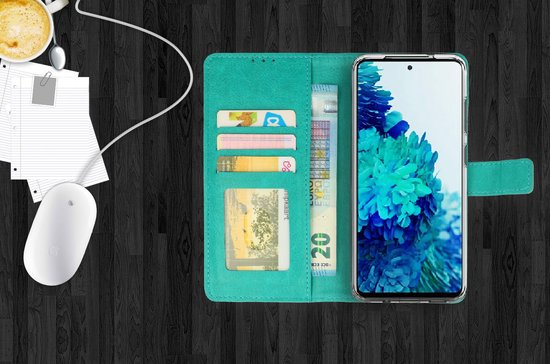 Casemania Coque pour Oppo Reno 8T 4G Turquoise & Protecteur d'écran en Verres - Etui Portefeuille - Porte Carte & Languette Magnétique