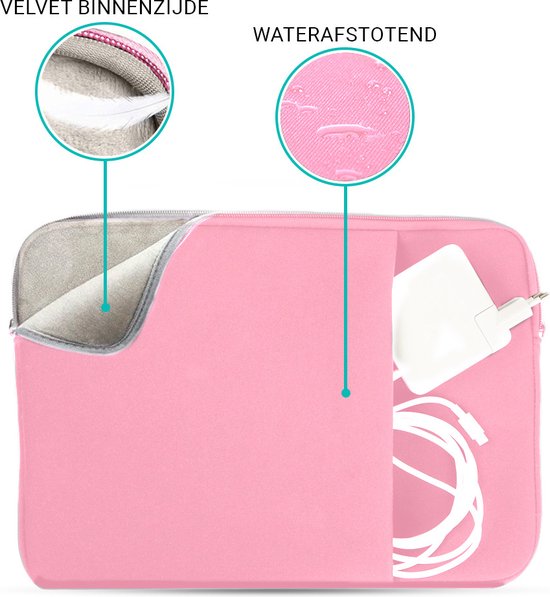 Coverzs Laptophoes 15 6 inch & 17 inch (roze) - Laptoptas dames / heren geschikt voor o.a. 15 6 inch laptop en 17 Inch laptop - Macbook hoes met ritssluiting - waterafstotende hoes - Coverzs