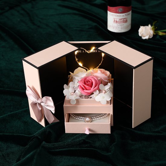 Roze Eeuwige Bloem Doosje Sieraden Doos Kerstcadeau In Luxe Box Rose Bloem Verjaardag Romantisch Cadeau Roos