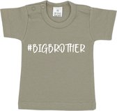 Baby t-shirt korte mouw - #BIGBROTHER - Beige - Maat 80 - Zwanger - Geboorte - Big brother - Aankondiging - Zwangerschapsaankondiging - Peuter - Dreumes - Ik word grote broer