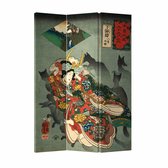 Fine Asianliving Japans Kamerscherm Oosters Scheidingswand B120xH180cm 3 Panelen Japanse God Okami
