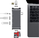 DrPhone 6-in-1 Type-C Hub - USB-C Thunderbolt3 (40 Gb) /USB-C(5 Gb) naar 4K HDMI, 2 x 3.0-USB/SD/Micro SD/PD - Gray