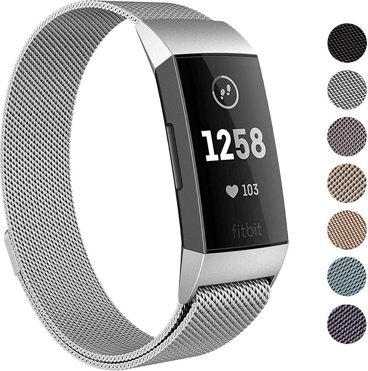 DrPhone Milanees bandje - Fitbit Charge 3 & 4 - Zilver - Large