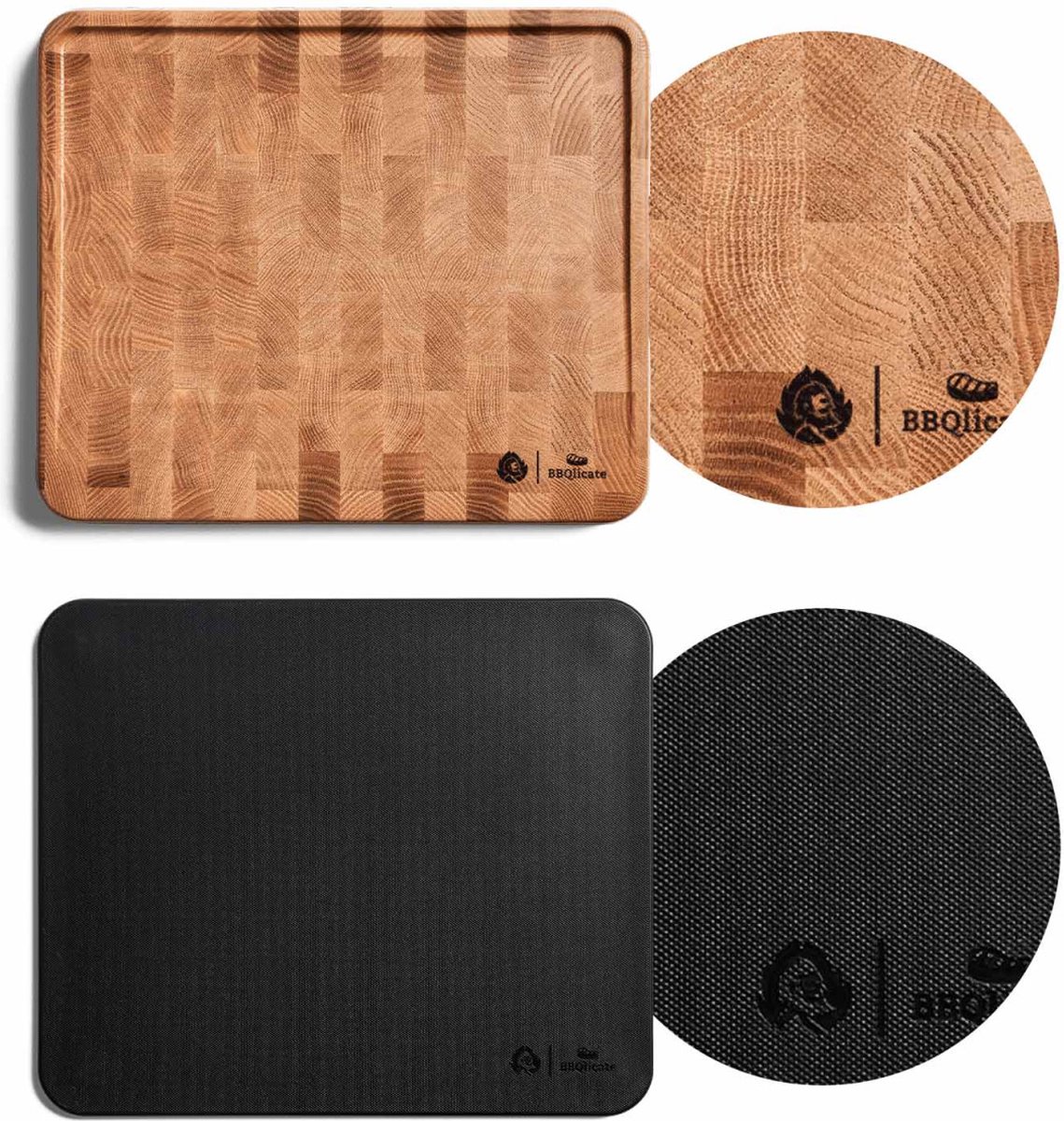 Snijplank 2-in-1 BURNHARD® Magnetisch, Duurzaam Eiken Eindhout, Vaatwasserbestendige Kunststof, Geïntegreerde Magneten, Sapgeul – BBQlicate