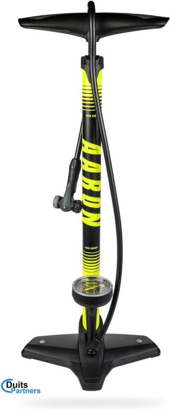 Pompe à vélo Aaron avec manomètre - Possible pour toutes les valves - Respectueux de l'environnement - Manomètre XXL- Jaune