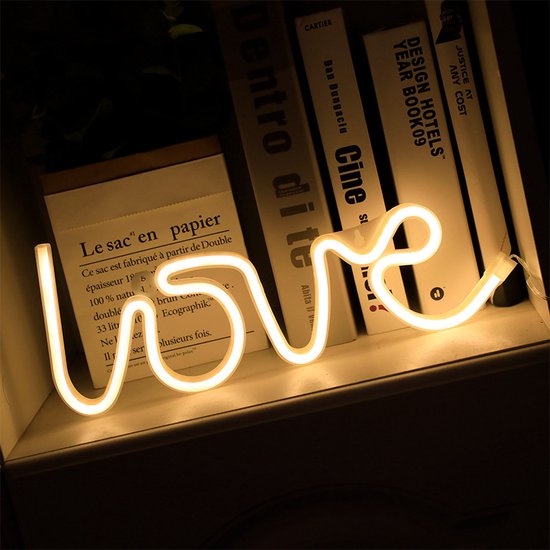 decoratieve LED-neonverlichting in de vorm van het woord "love"- USB of met batterijen aansluiting -warm wit licht