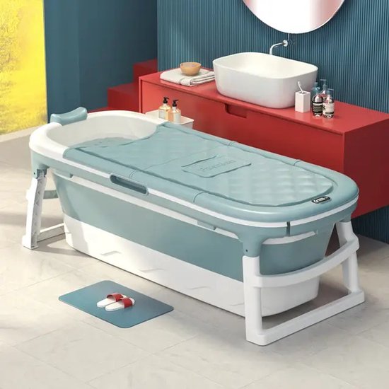 XL opvouwbaar ligbad – zitbad – 150cm – 240L – blauw – met thermometer