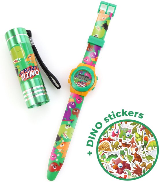 Zaklamp + horloge Dino voor kinderen
