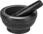 Intirilife vijzel met stamper van natuursteen graniet - 16cm diameter - Voor het fijnstampen van specerijen, noten, zaden, tabletten