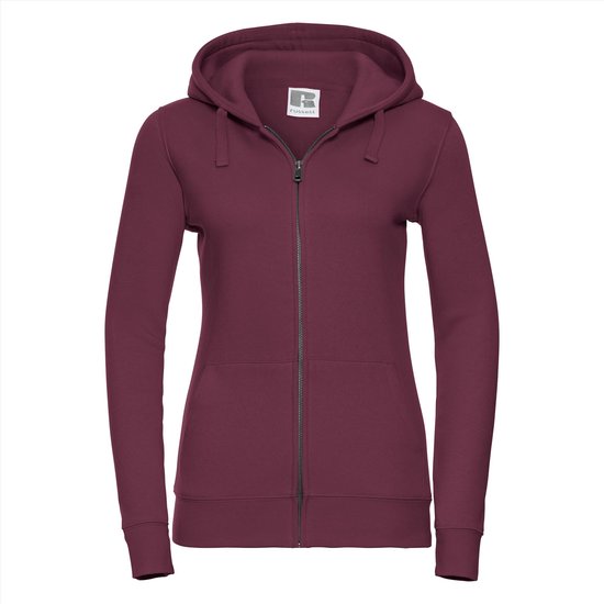 Russel - Authentic Hoodie met Rits Dames - Bordeauxrood - M