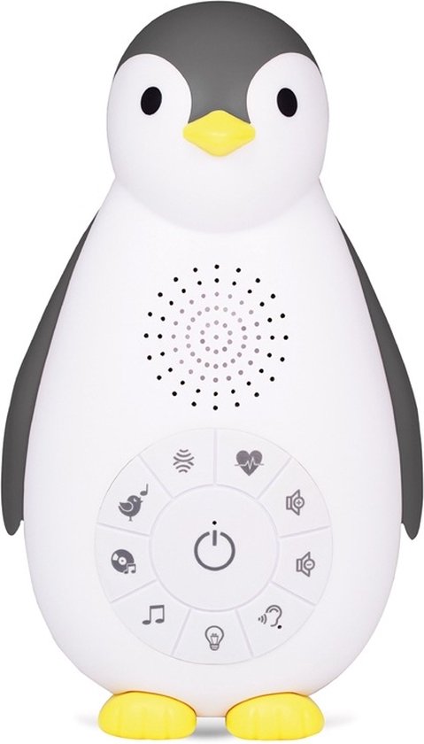 Zazu Muziekbox Zoe de Pinguin Grijs - Bluetooth speaker, Huilsensor en Zacht Lampje