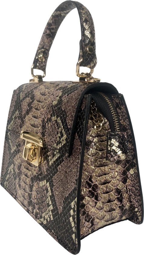 TOUTESTBELLE Luxe kleine Leren Handtas met Slangenprint Kleur