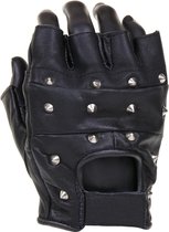 Longhorn - Leather fingerles gloves nail (kleur: Zwart / maat: XL)