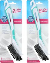 Sorbo Afwasborstel - 2x - smartbrush - groen - vezelharen