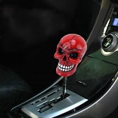 Universele schedel hoofdvorm ABS Handmatige of automatische versnellingspookknop met drie rubberen doppen Fit voor alle auto (rood)