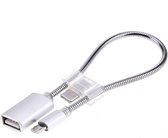 24 cm 2A Micro USB naar USB Aluminium slang OTG Adapter Data oplaadkabel met USB-C / Type-C connector, voor Galaxy, Huawei, Xiaomi, HTC, Sony, LG en andere smartphones (zilver)