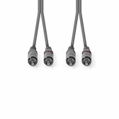 Nedis Stereo-Audiokabel | 2x RCA Male | 2x RCA Male | Vernikkeld | 1.50 m | Rond | Donkergrijs | Kartonnen Sleeve