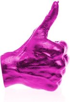 Hoogglans roze gelakte Candellana figuurkaars, design: Hand OKAY Hoogte 17,5 cm (30 uur)
