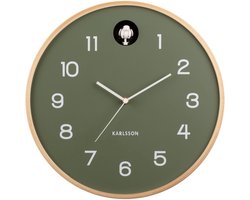 Karlsson Koekoeksklok Natural Cuckoo - Jungle Groen - Ø31,5cm - Wandklok Scandinavisch,Modern